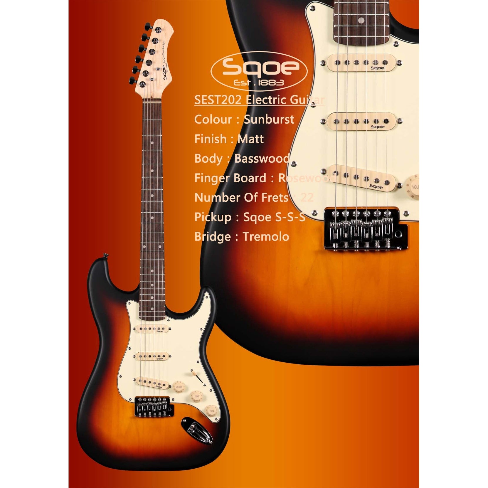 Đàn Guitar Điện Sqoe SEST202 Stratocaster-Mai Nguyên Music