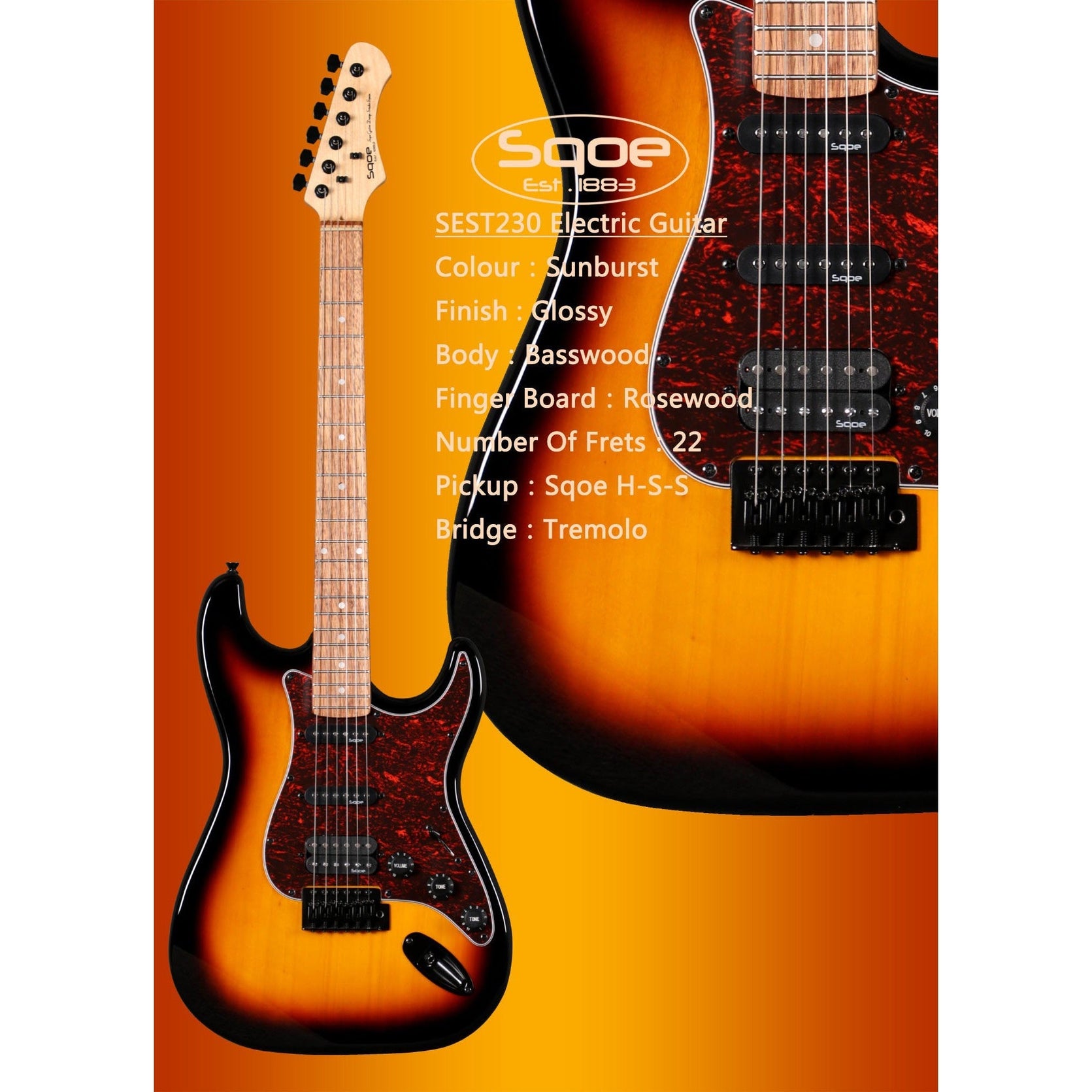 Đàn Guitar Điện Sqoe SEST230 Stratocaster-Mai Nguyên Music