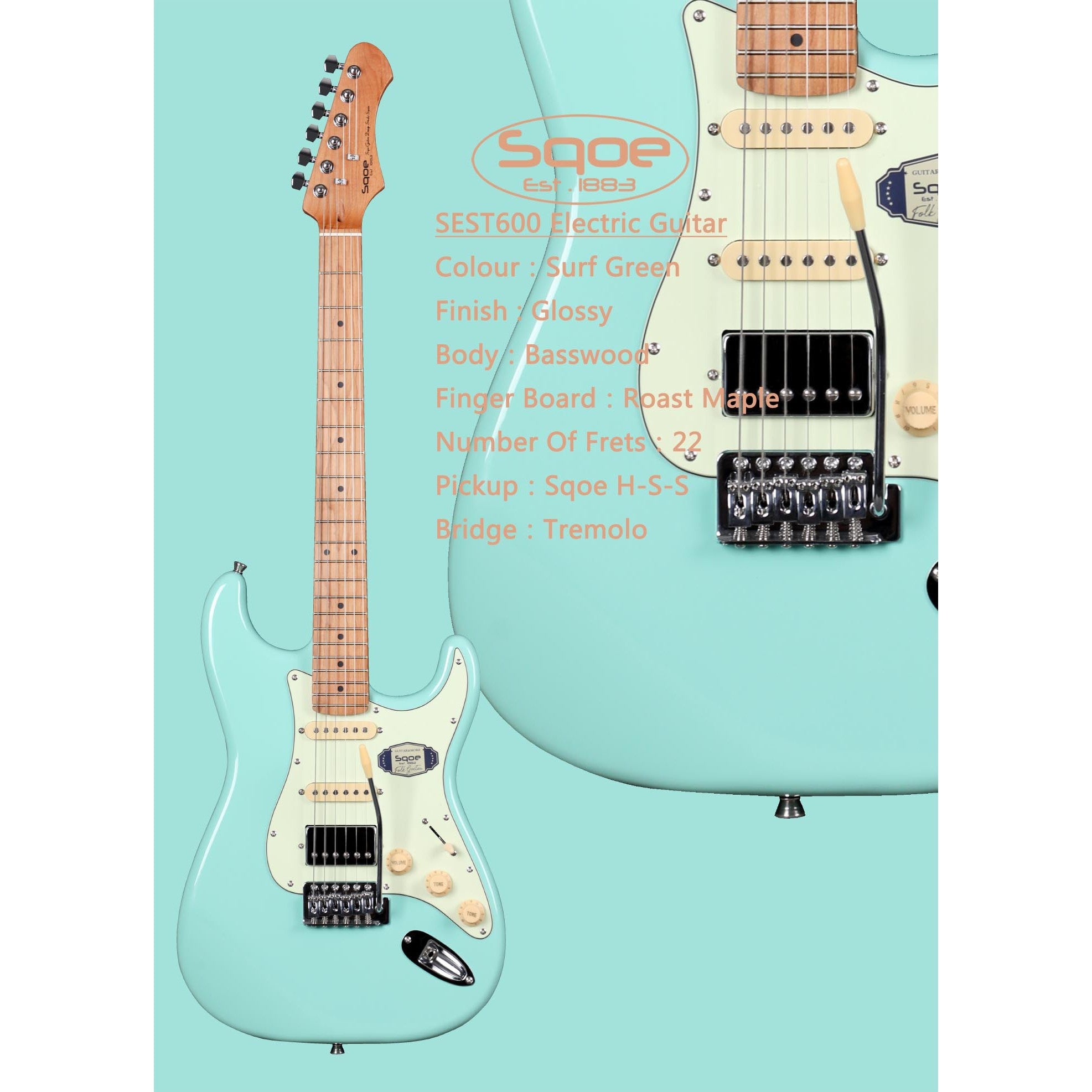 Đàn Guitar Điện Sqoe SEST600 Stratocaster-Mai Nguyên Music