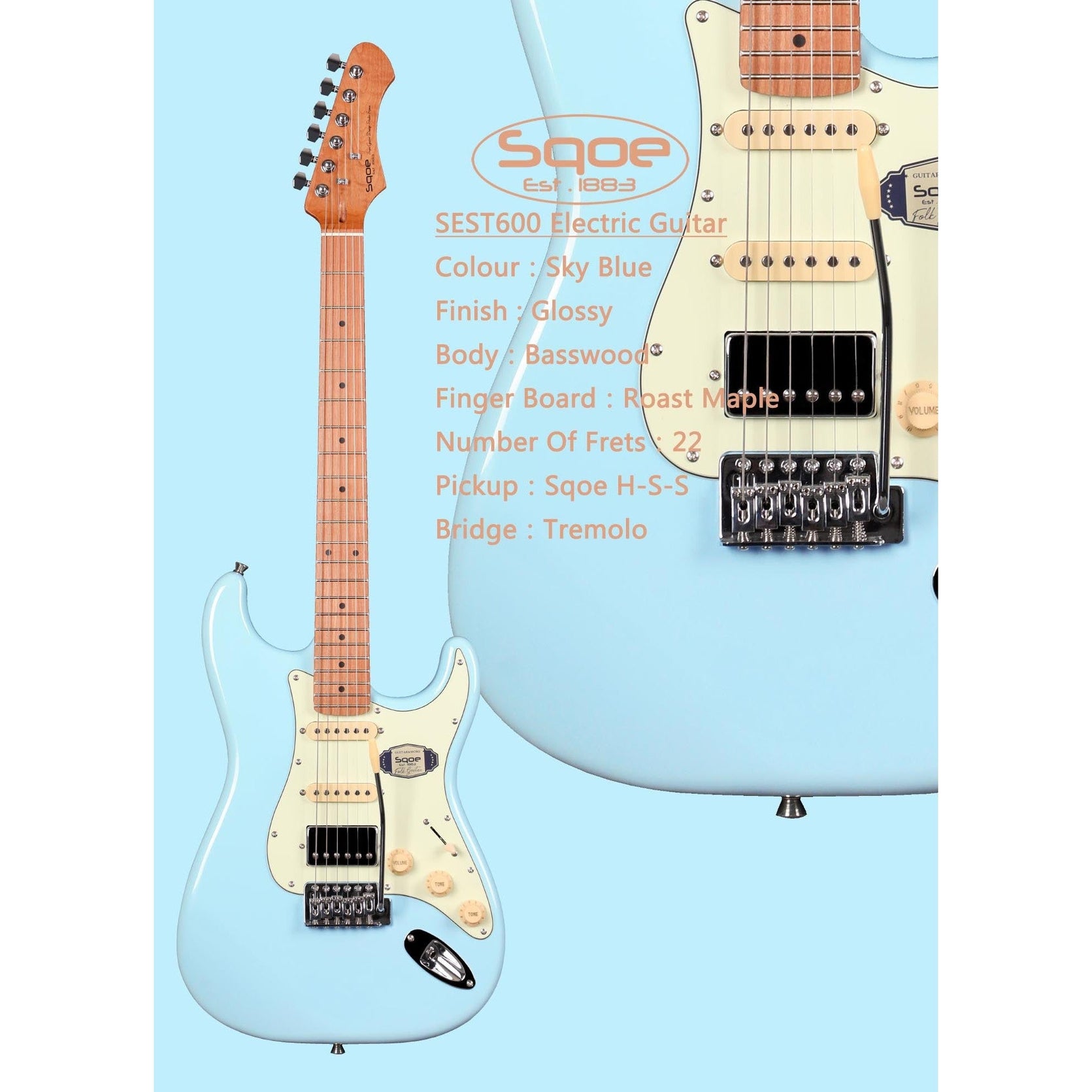 Đàn Guitar Điện Sqoe SEST600 Stratocaster-Mai Nguyên Music
