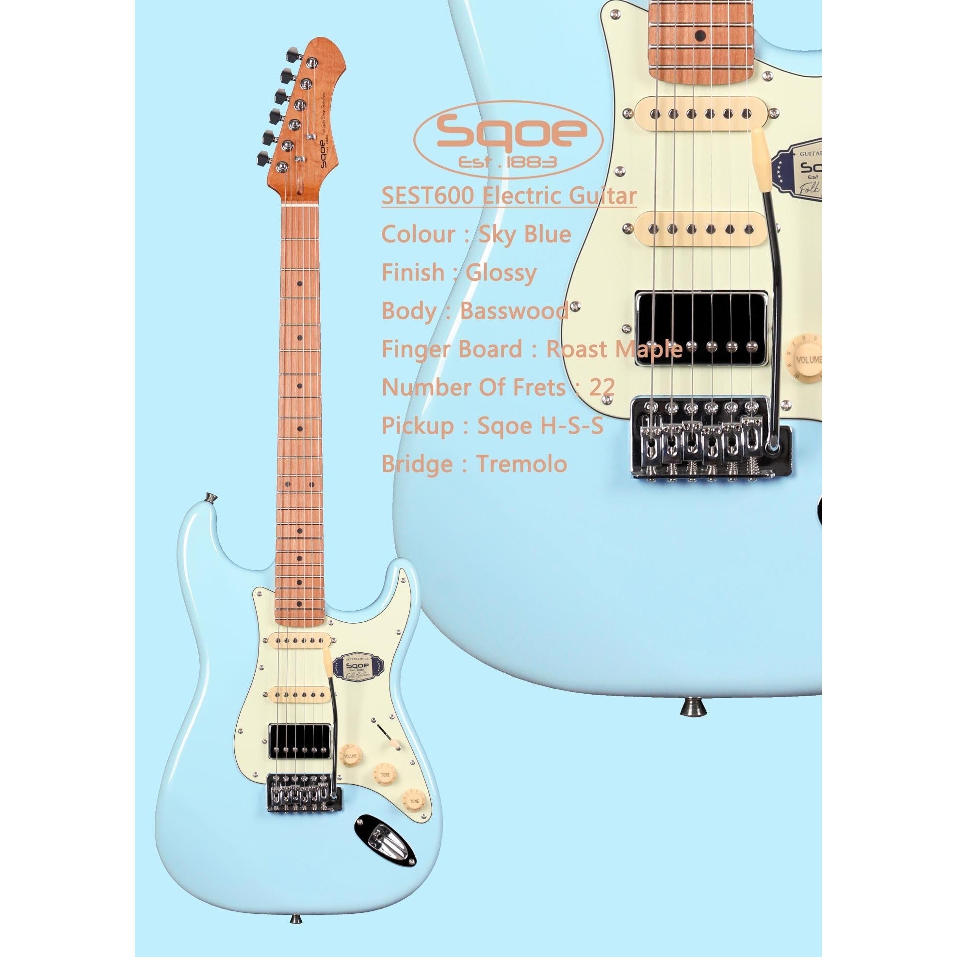 Đàn Guitar Điện Sqoe SEST600 Stratocaster-Mai Nguyên Music