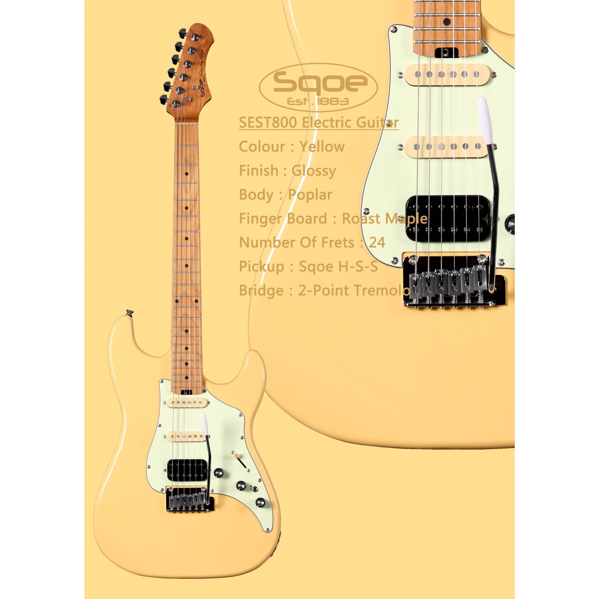 Đàn Guitar Điện Sqoe SEST800 Stratocaster-Mai Nguyên Music