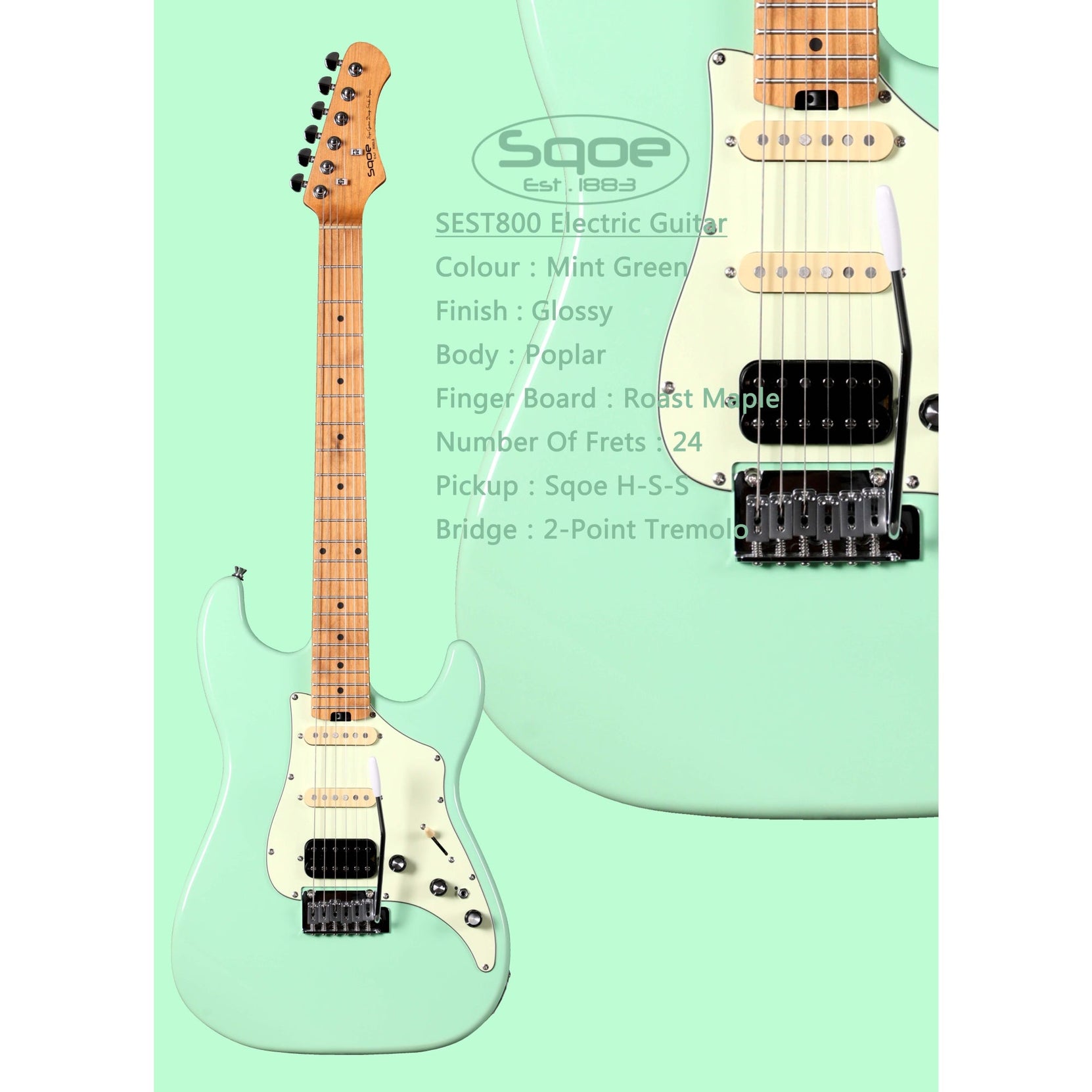 Đàn Guitar Điện Sqoe SEST800 Stratocaster-Mai Nguyên Music