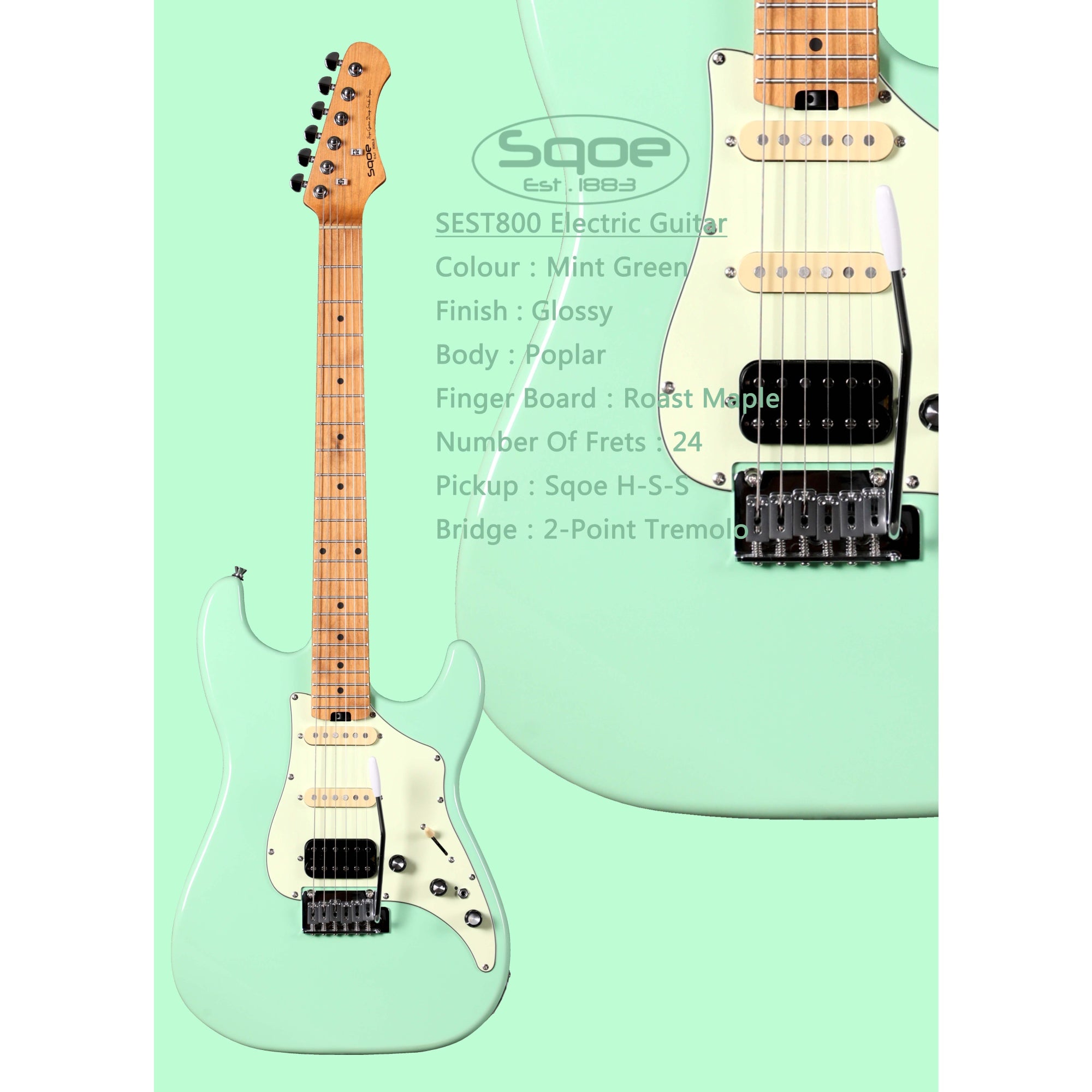 Đàn Guitar Điện Sqoe SEST800 Stratocaster-Mai Nguyên Music