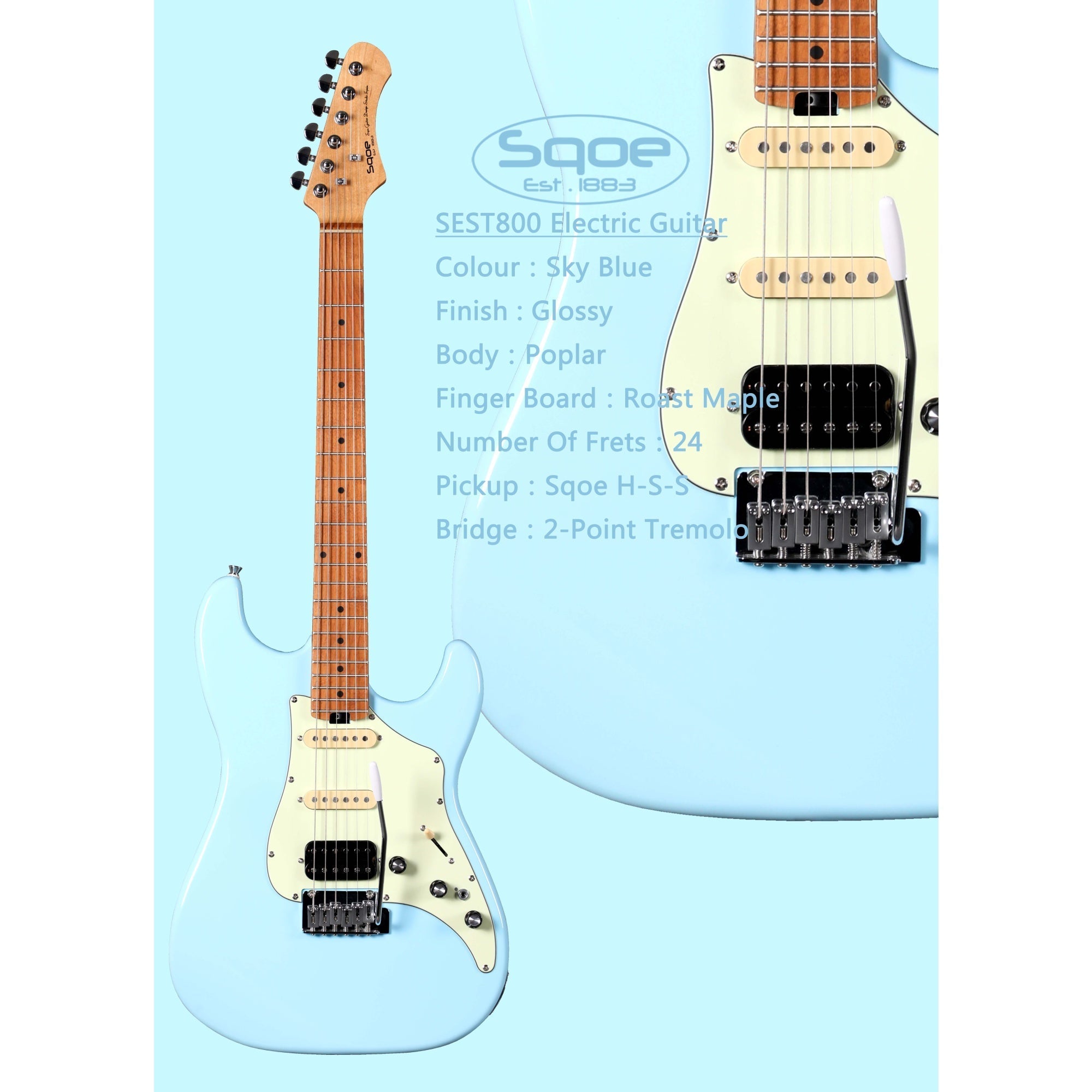 Đàn Guitar Điện Sqoe SEST800 Stratocaster-Mai Nguyên Music