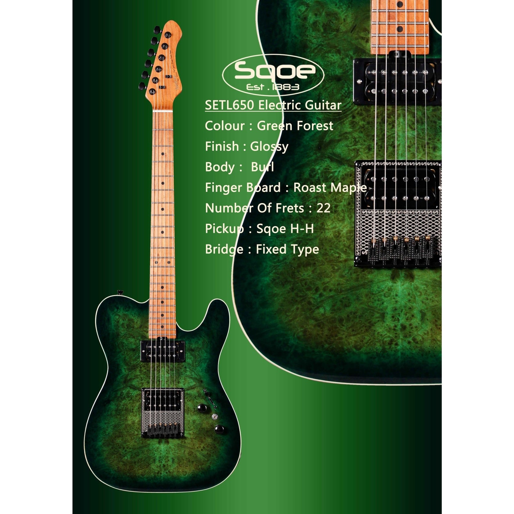 Đàn Guitar Điện Sqoe SETL650 Telecaster-Mai Nguyên Music