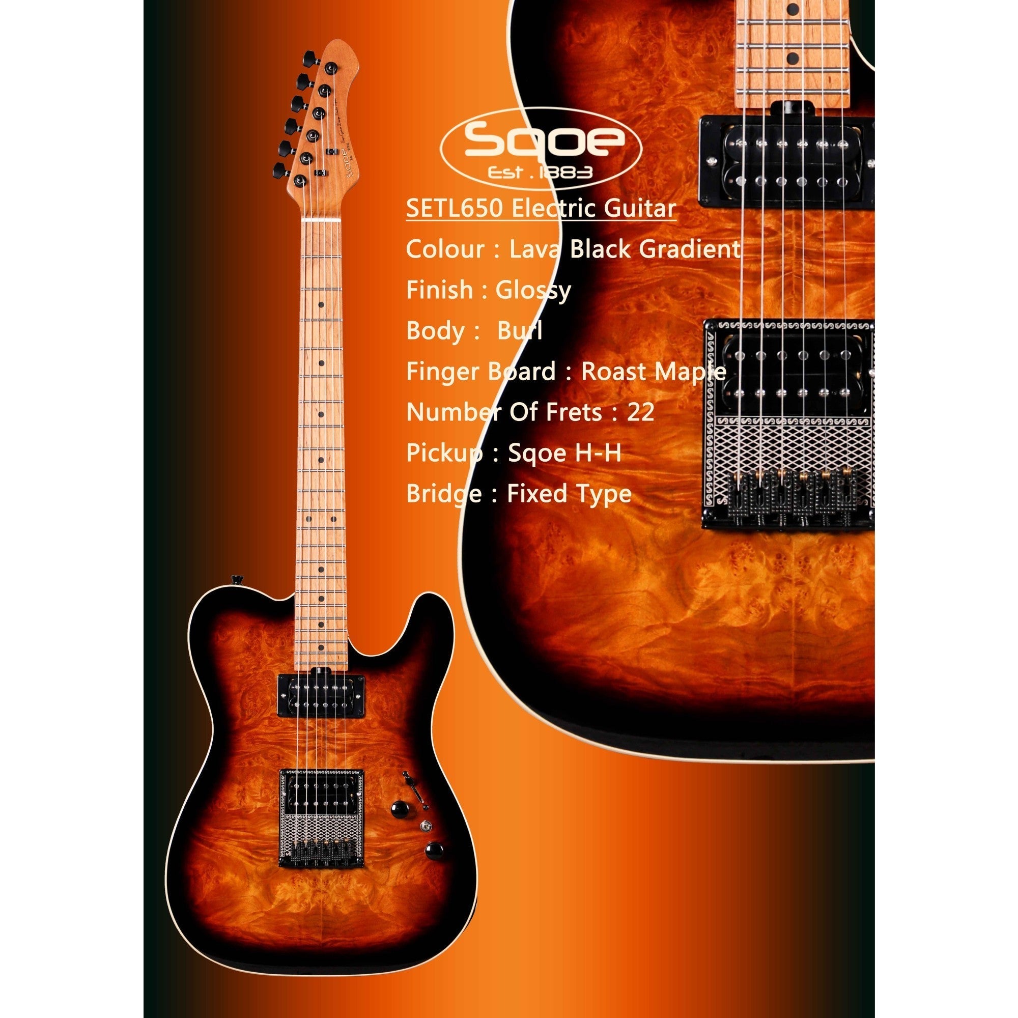 Đàn Guitar Điện Sqoe SETL650 Telecaster-Mai Nguyên Music