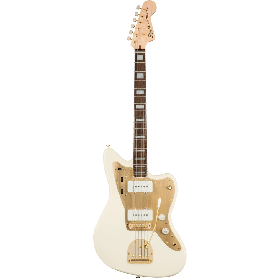 Đàn Guitar Điện Squier 40th Anniversary Jazzmaster Gold Edition, Laurel Fingerboard, Olympic White-Mai Nguyên Music