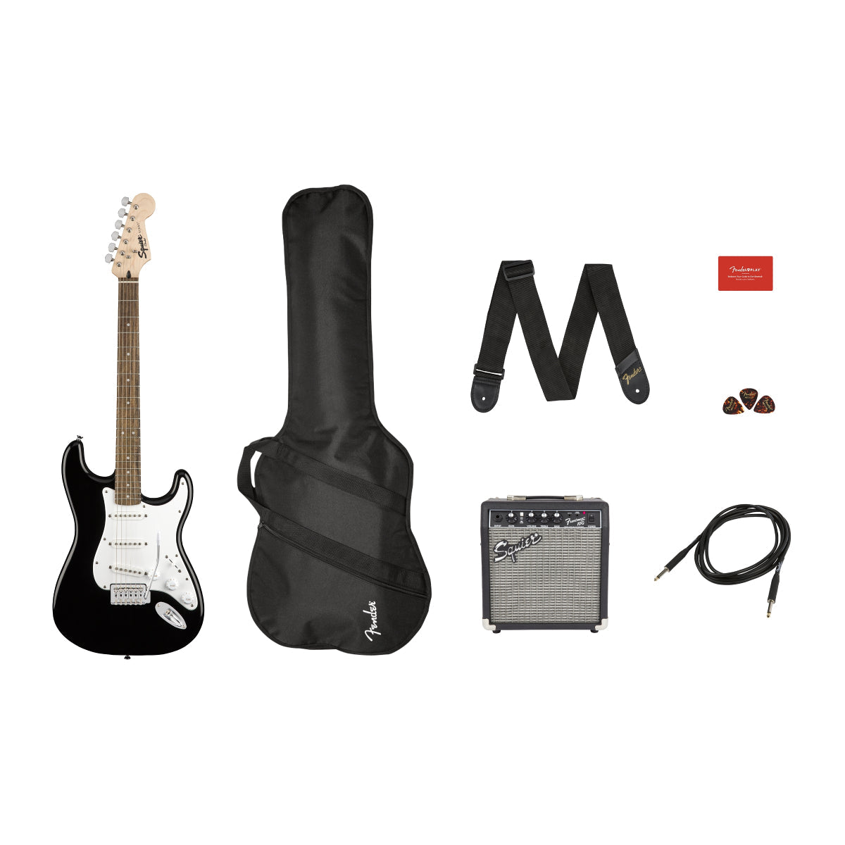 Đàn Guitar Điện Squier Stratocaster Pack, Laurel Fingerboard, Black-Mai Nguyên Music