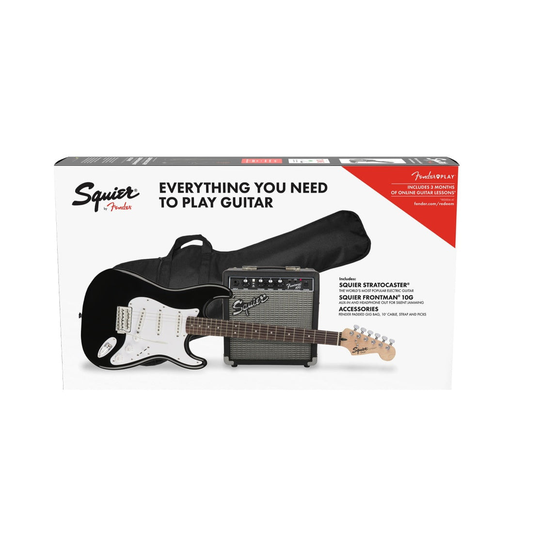 Đàn Guitar Điện Squier Stratocaster Pack, Laurel Fingerboard, Black-Mai Nguyên Music