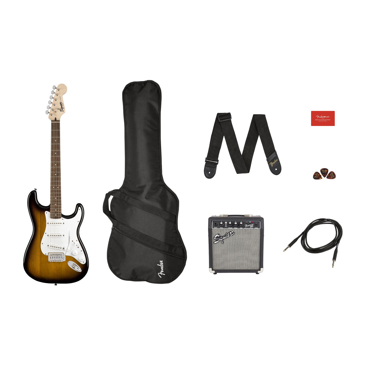 Đàn Guitar Điện Squier Stratocaster Pack, Laurel Fingerboard, Brown Sunburst-Mai Nguyên Music