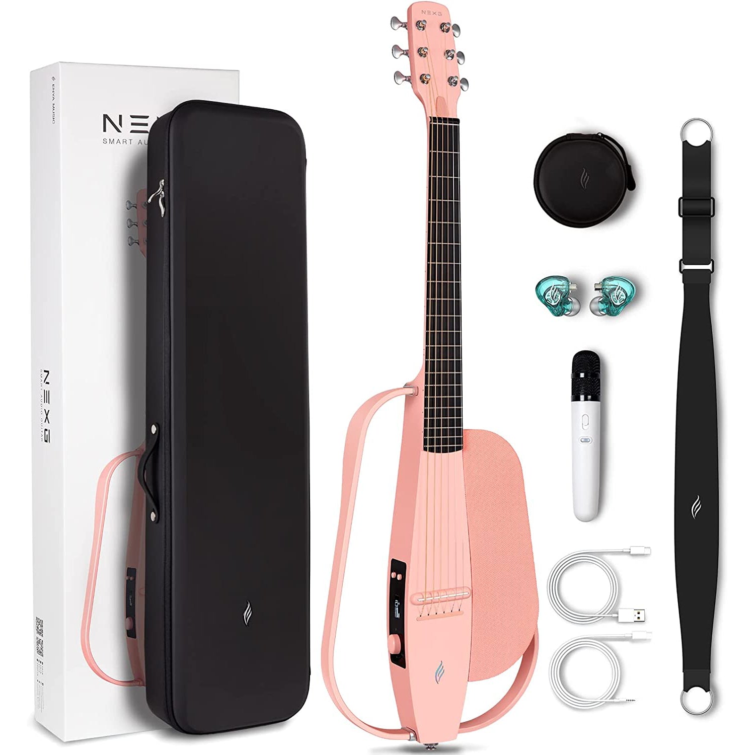 Đàn Guitar Silent Acoustic Enya NEXG Deluxe, Pink-Mai Nguyên Music