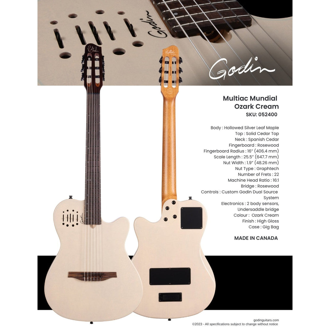 Đàn Guitar Silent Classic Godin Multiac Mundial-Mai Nguyên Music