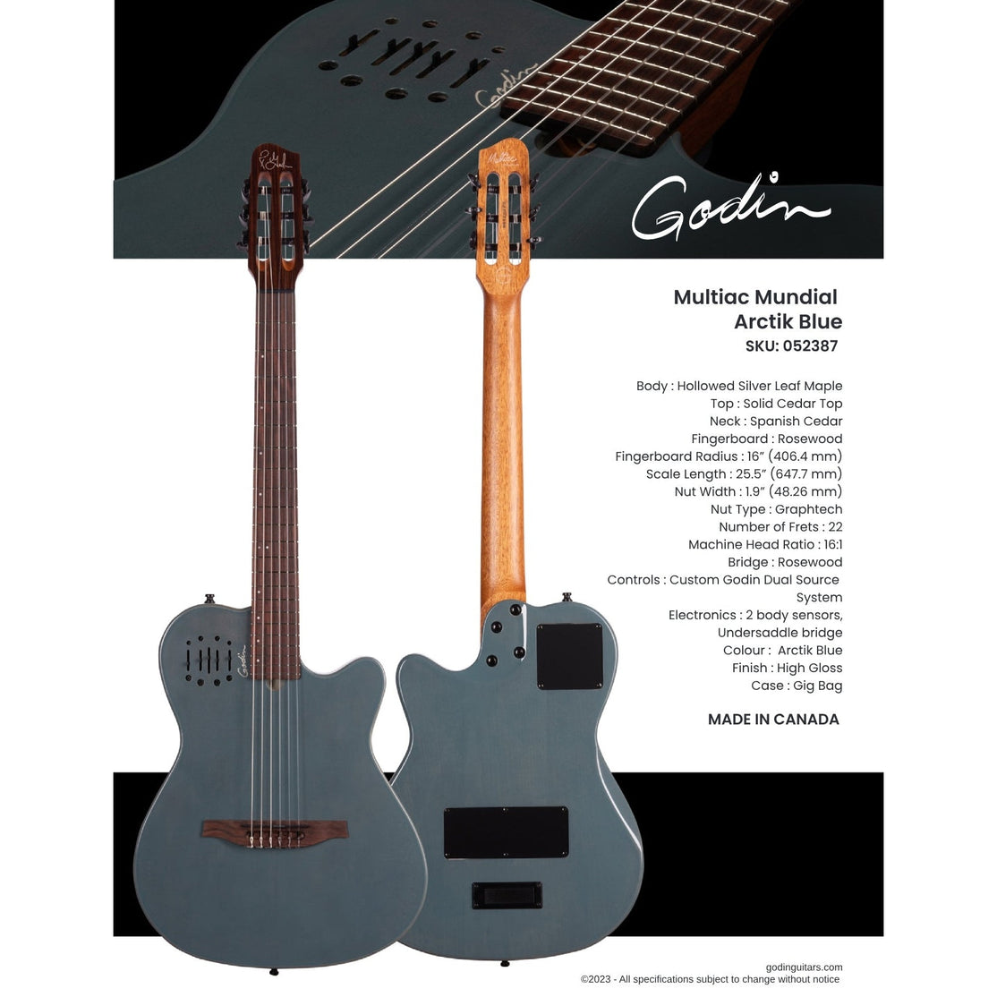 Đàn Guitar Silent Classic Godin Multiac Mundial-Mai Nguyên Music