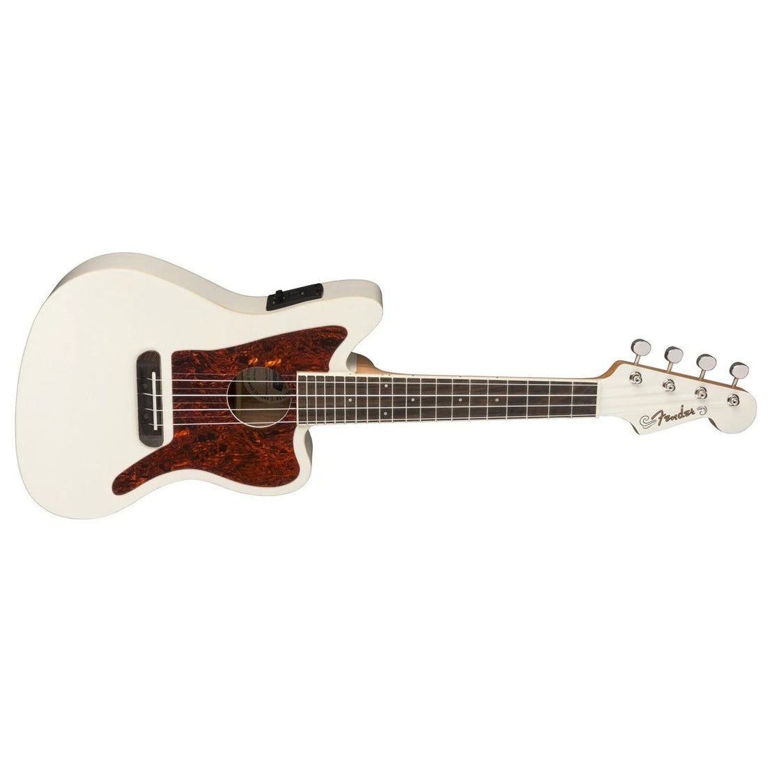 Đàn Ukulele Concert Fender Fullerton Jazzmaster FB Walnut, Olympic White-Mai Nguyên Music
