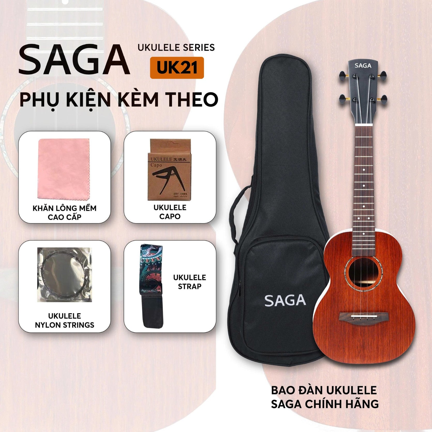 Đàn Ukulele Soprano Saga UK21-Mai Nguyên Music