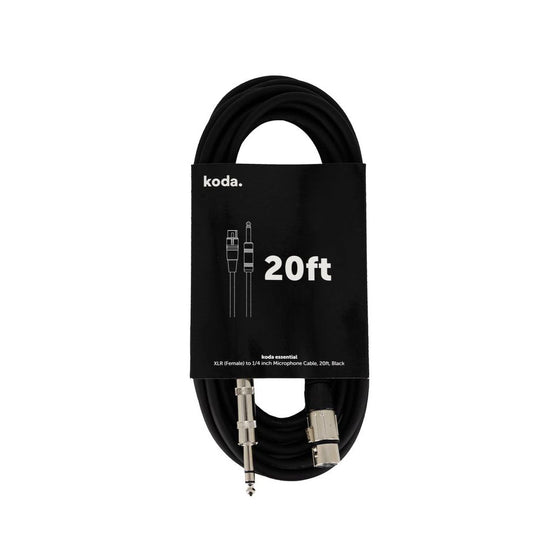 Dây Cáp Kết Nối Koda Essential XLR (Female) to 1/4inch Microphone, 20ft, Black-Mai Nguyên Music