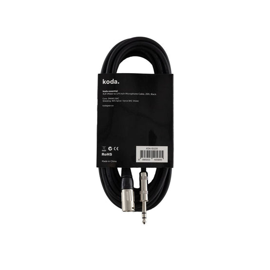 Dây Cáp Kết Nối Koda Essential XLR (Male) to 1/4inch Microphone, 20ft, Black-Mai Nguyên Music