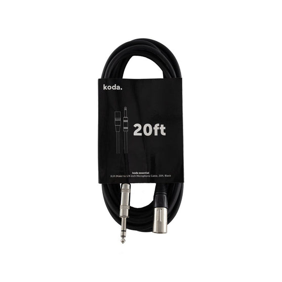 Dây Cáp Kết Nối Koda Essential XLR (Male) to 1/4inch Microphone, 20ft, Black-Mai Nguyên Music