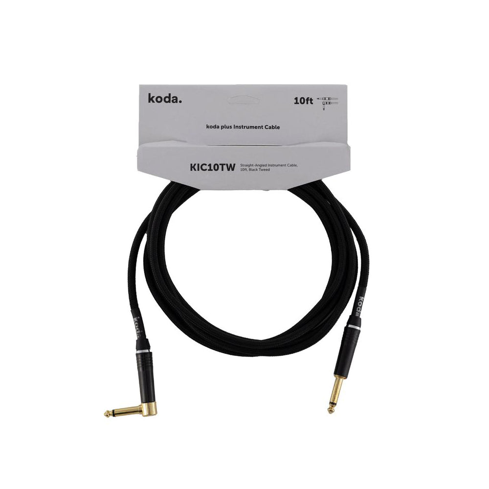 Dây Cáp Kết Nối Koda Plus KIC10TW Straight-Angled Instrument, 10ft, Black Tweed-Mai Nguyên Music