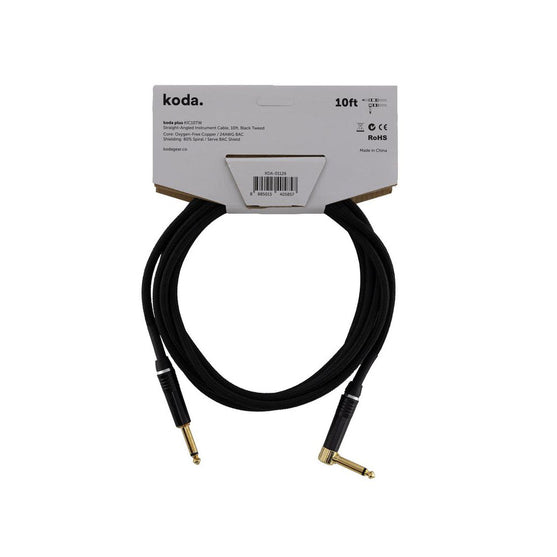 Dây Cáp Kết Nối Koda Plus KIC10TW Straight-Angled Instrument, 10ft, Black Tweed-Mai Nguyên Music