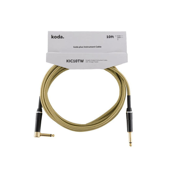 Dây Cáp Kết Nối Koda Plus KIC10TW Straight-Angled Instrument, 10ft, Vintage Tweed-Mai Nguyên Music