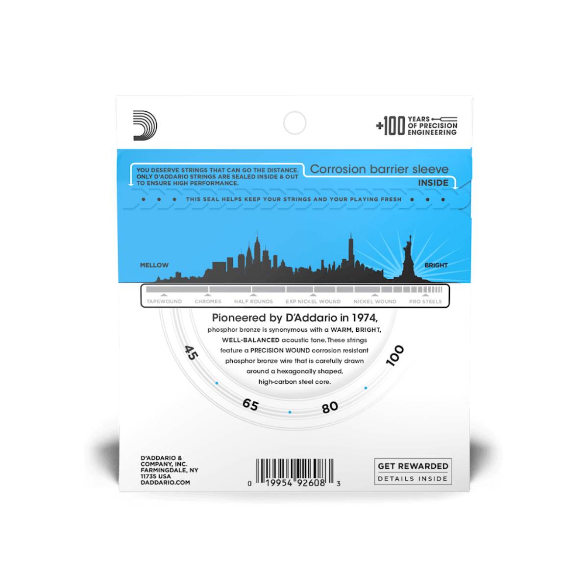 Dây Đàn Guitar Acoustic Bass D'Addario EPBB170 Phosphor Bronze, 45-100-Mai Nguyên Music