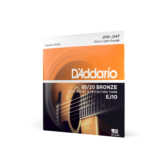 Dây Đàn Guitar Acoustic D'Addario EJ10 80/20 Bronze, Extra Light, 10-47-Mai Nguyên Music