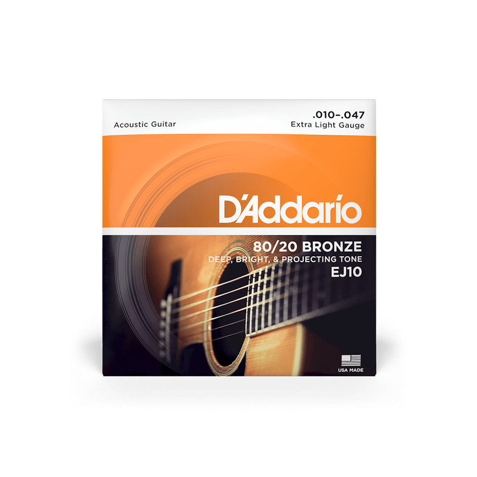 Dây Đàn Guitar Acoustic D'Addario EJ10 80/20 Bronze, Extra Light, 10-47-Mai Nguyên Music