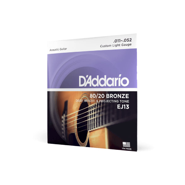 Dây Đàn Guitar Acoustic D'Addario EJ13 80/20 Bronze, Custom Light, 11-52-Mai Nguyên Music