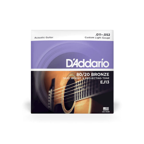 Dây Đàn Guitar Acoustic D'Addario EJ13 80/20 Bronze, Custom Light, 11-52-Mai Nguyên Music