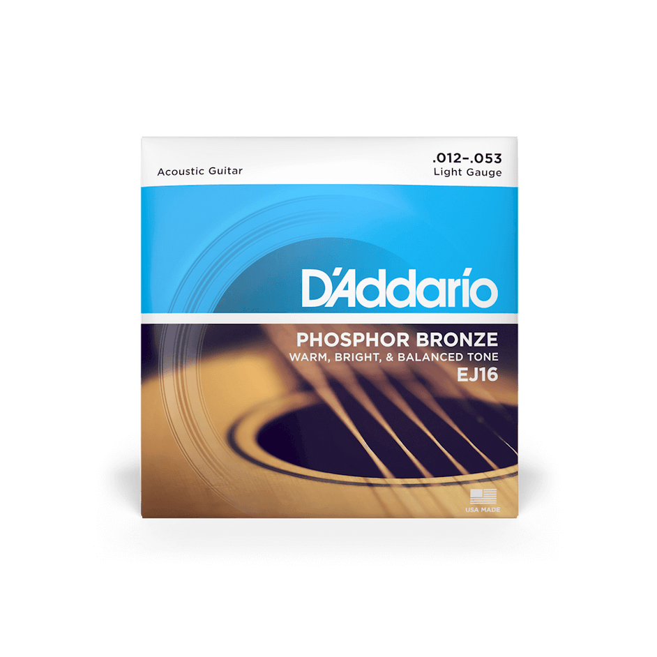 Dây Đàn Guitar Acoustic D'Addario EJ16 Phosphor Bronze, Light, 12-53-Mai Nguyên Music