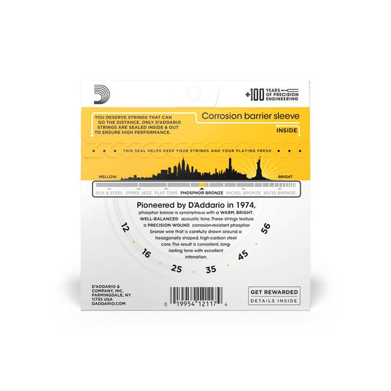 Dây Đàn Guitar Acoustic D'Addario EJ19 Phosphor Bronze, Bluegrass, 12-56-Mai Nguyên Music