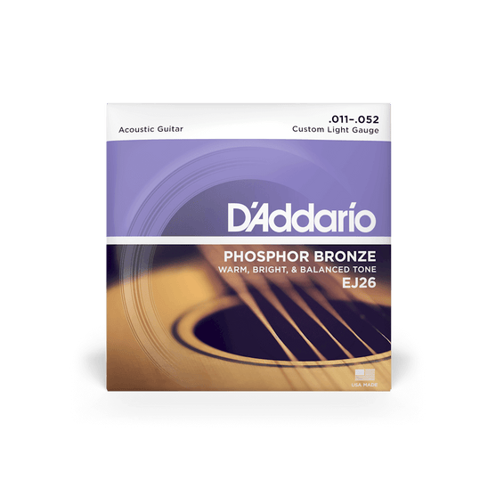 Dây Đàn Guitar Acoustic D'Addario EJ26 Phosphor Bronze, Custom Light, 11-52-Mai Nguyên Music