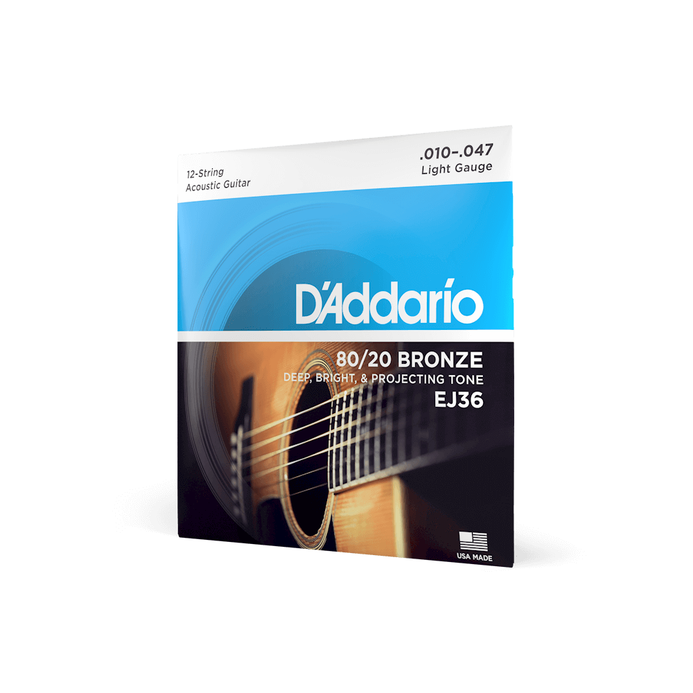 Dây Đàn Guitar Acoustic D'Addario EJ36 80/20 12-Strings Bronze, Light, 10-47-Mai Nguyên Music