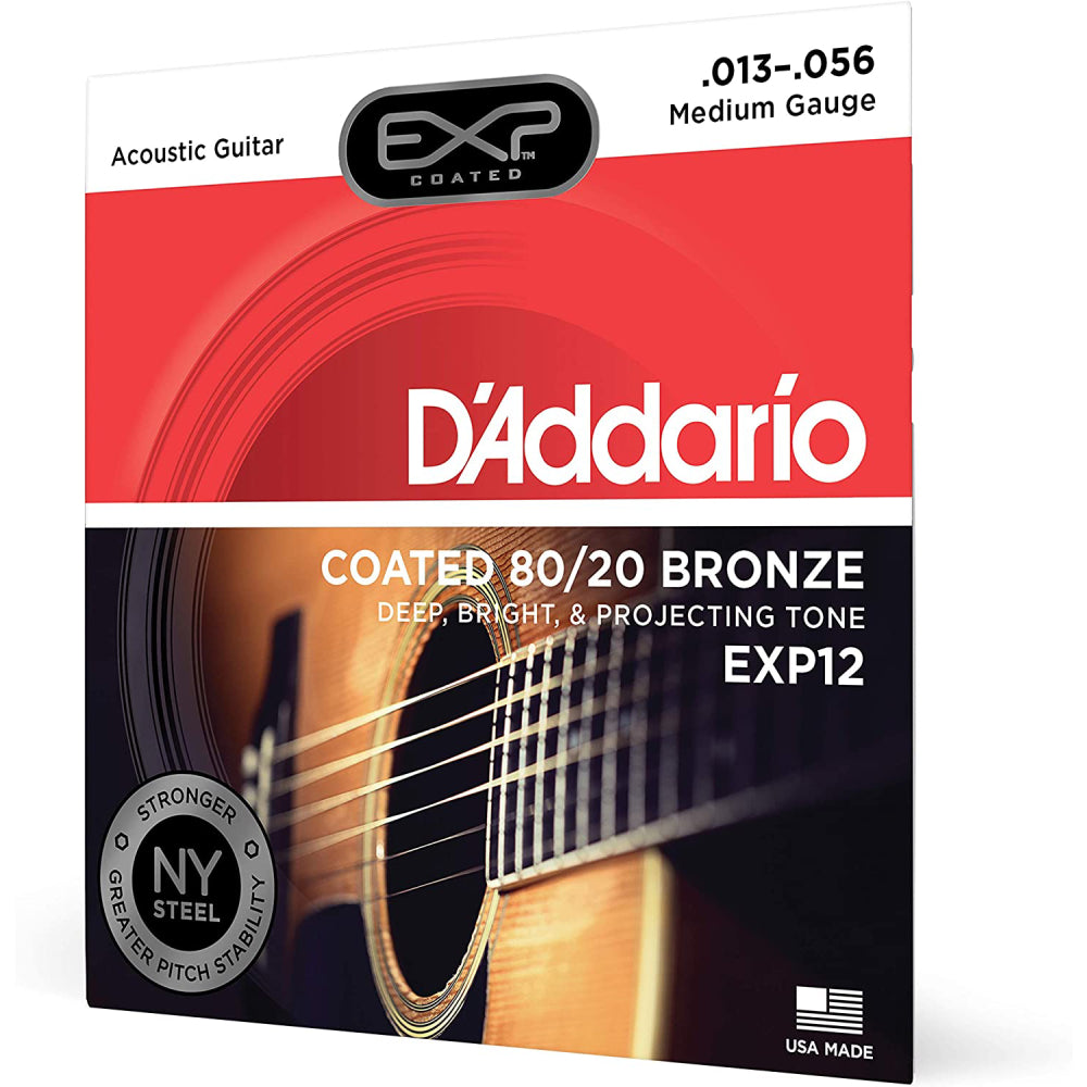 Dây Đàn Guitar Acoustic D'Addario EXP12 Coated 80/20 Bronze, Medium, 13-56-Mai Nguyên Music