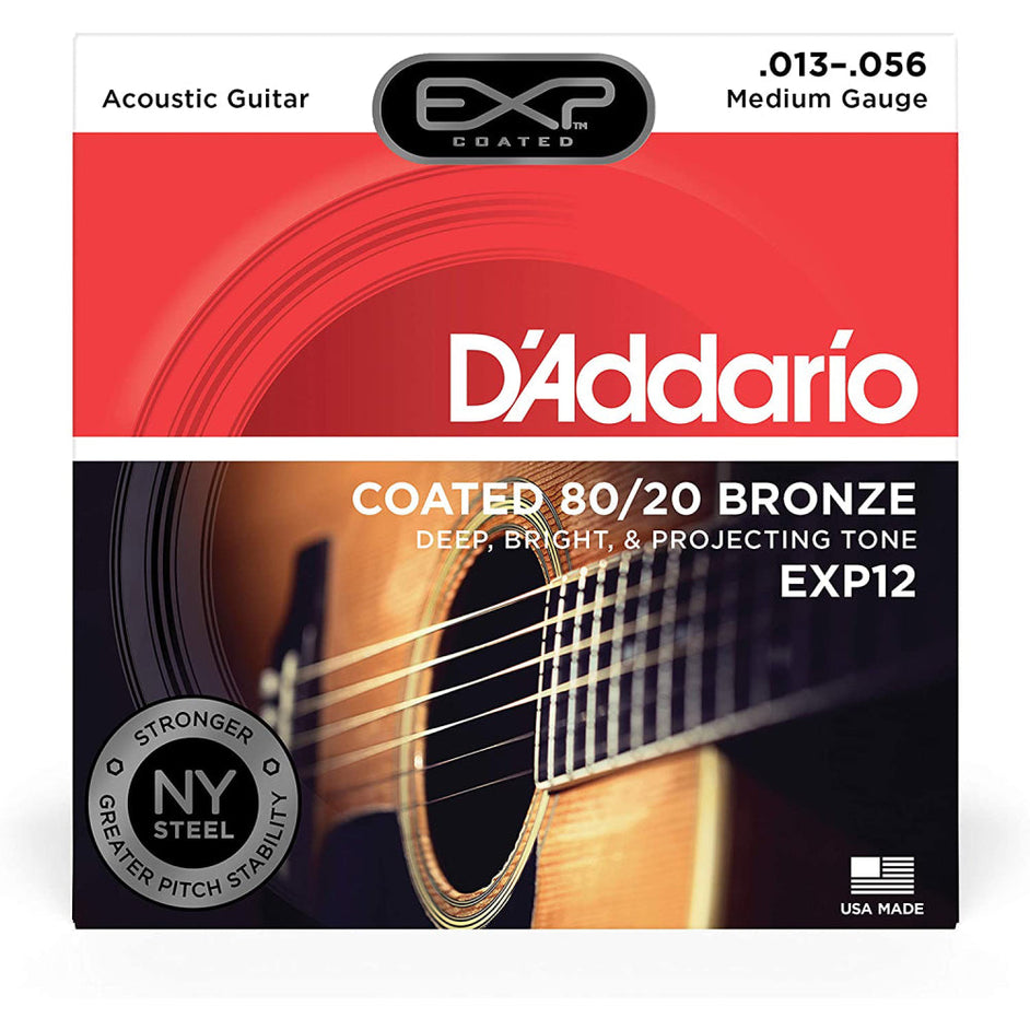 Dây Đàn Guitar Acoustic D'Addario EXP12 Coated 80/20 Bronze, Medium, 13-56-Mai Nguyên Music