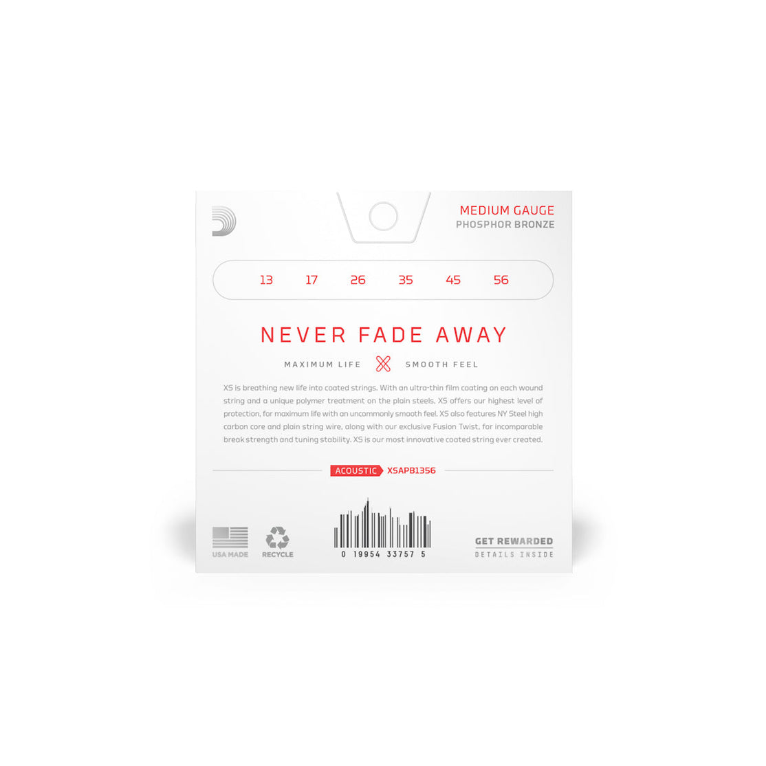 Dây Đàn Guitar Acoustic D'addario XSAPB1356 Phosphor Bronze, Medium, 13-56-Mai Nguyên Music