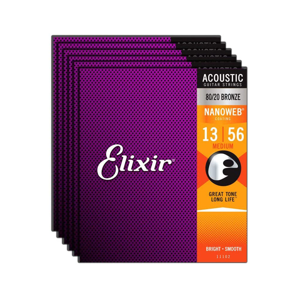 Dây Đàn Guitar Acoustic Elixir 11102 Nanoweb 80/20 Bronze 13-56-Mai Nguyên Music