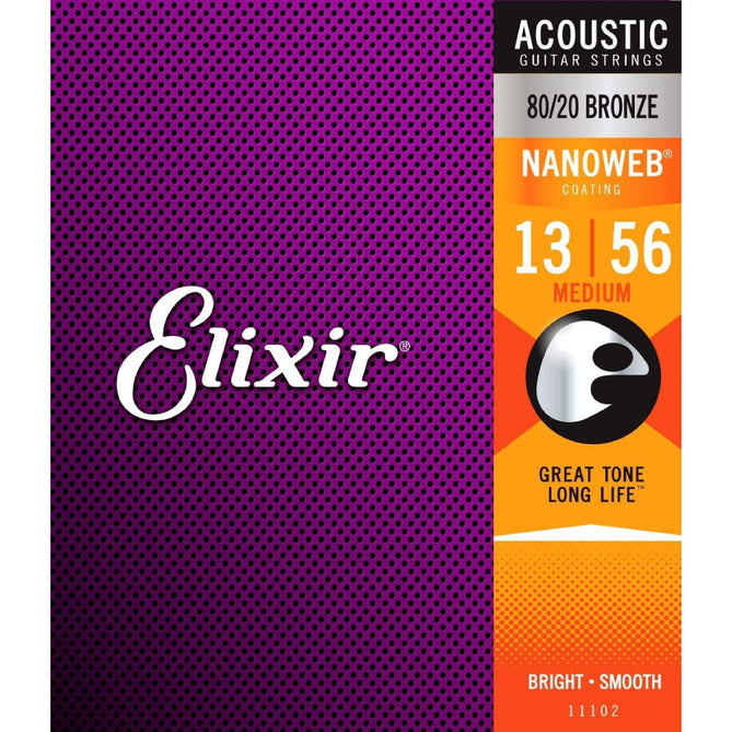 Dây Đàn Guitar Acoustic Elixir 11102 Nanoweb 80/20 Bronze 13-56-Mai Nguyên Music