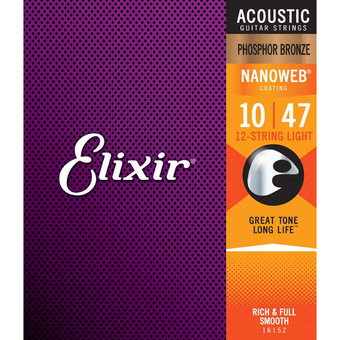 Dây Đàn Guitar Acoustic Elixir 16152 Nanoweb Light Phosphor Bronze 12-String 10-47-Mai Nguyên Music