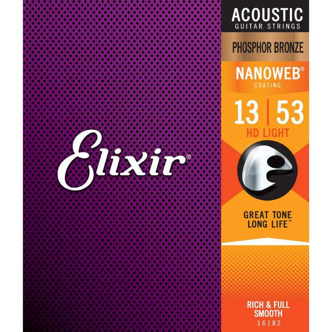 Dây Đàn Guitar Acoustic Elixir 16182 Nanoweb Phosphor Bronze HD Light 13-53-Mai Nguyên Music