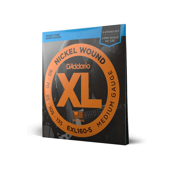 Dây Đàn Guitar Bass D'Addario EXL160-5 Nickel Wound 5-String, Medium, 50-135, Long Scale-Mai Nguyên Music