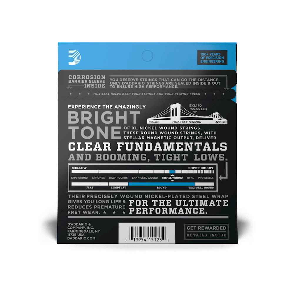 Dây Đàn Guitar Bass D'Addario EXL170 Nickel Wound, Light, 45-100, Long Scale-Mai Nguyên Music