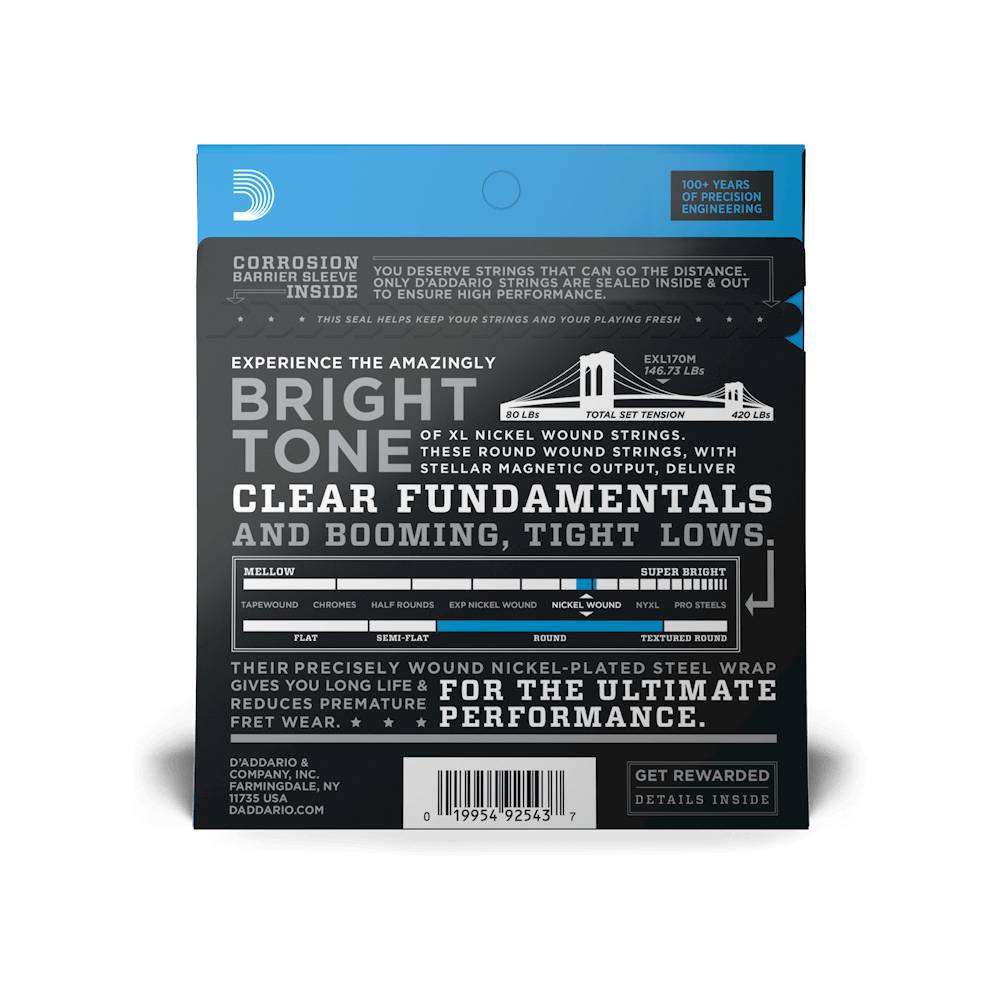 Dây Đàn Guitar Bass D'Addario EXL170M Nickel Wound, Light, 45-100, Medium Scale-Mai Nguyên Music