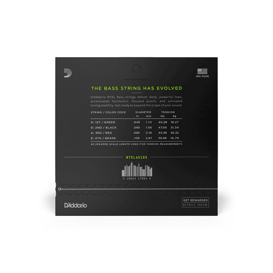 Dây Đàn Guitar Bass D'Addario NYXL45105, Set Long Scale, 45-105-Mai Nguyên Music