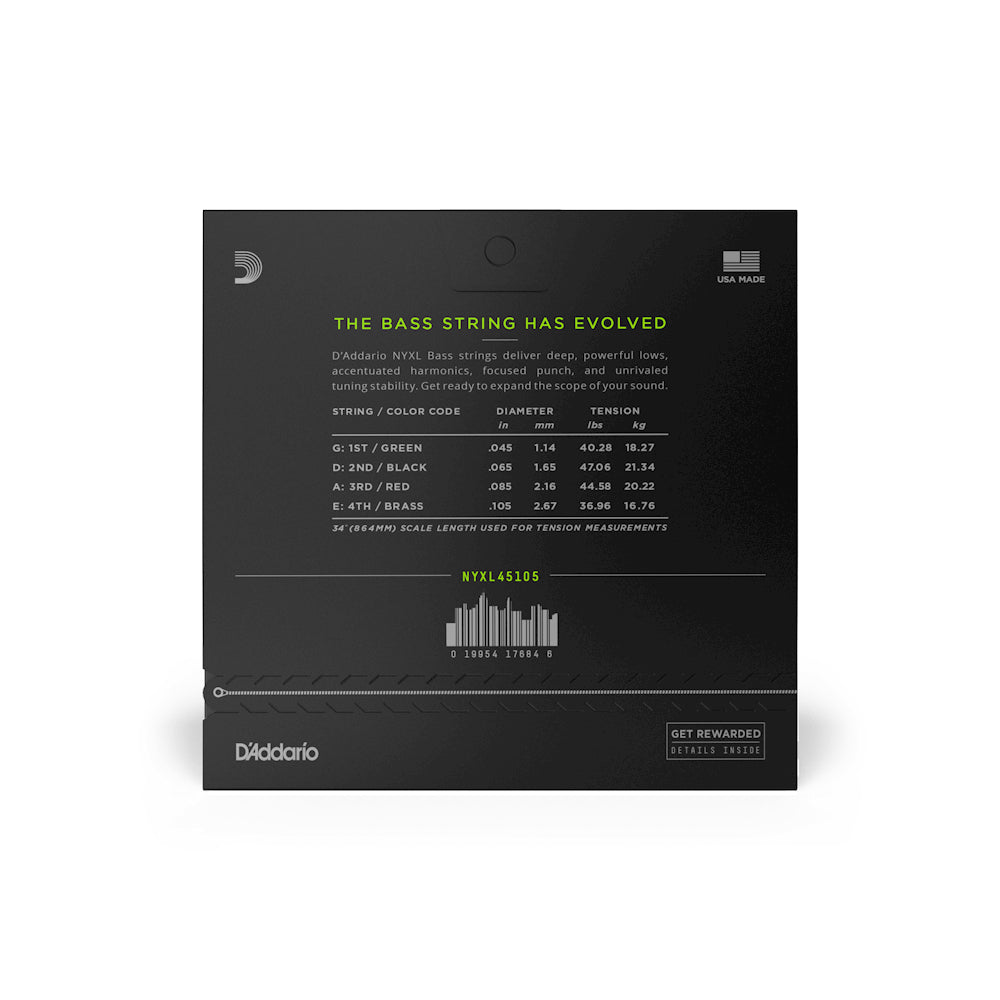 Dây Đàn Guitar Bass D'Addario NYXL45105, Set Long Scale, 45-105-Mai Nguyên Music