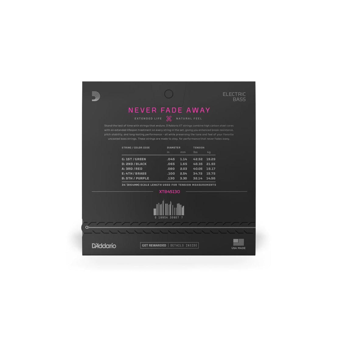 Dây Đàn Guitar Bass D'Addario XTB45130 XT Nickel Plated Steel 5-String Long Scale, 45-130-Mai Nguyên Music