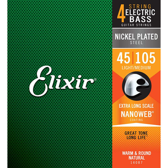 Dây Đàn Guitar Bass Elixir 14078 NPS Nanoweb 4-String Light/Medium Long Scale 45-105 Box of 25-Mai Nguyên Music