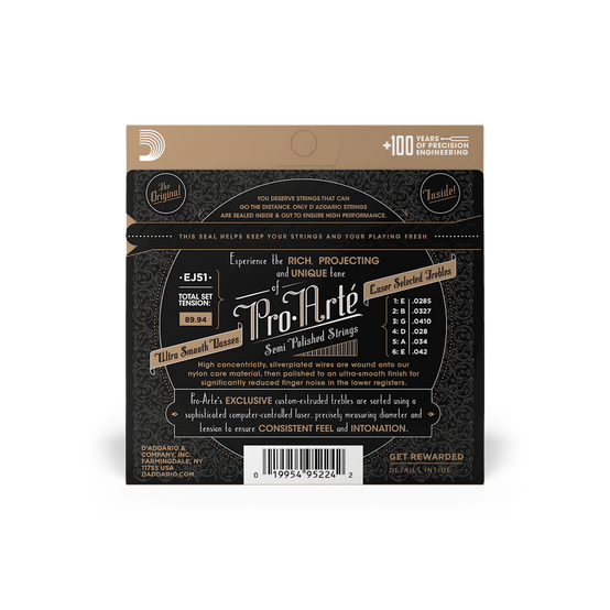 Dây Đàn Guitar Classic D'Addario EJ51 Pro-Arte with Polished Basses, Hard Tension-Mai Nguyên Music